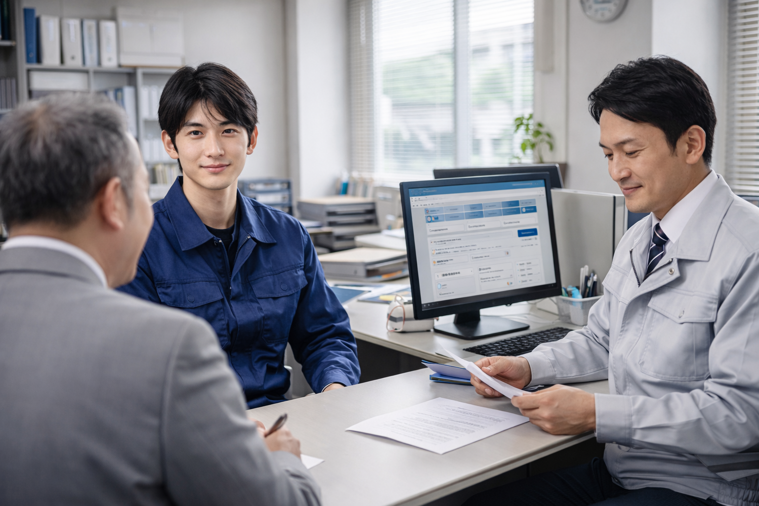 未経験からドライバーになる研修・面接のイメージ（日本のオフィス環境）