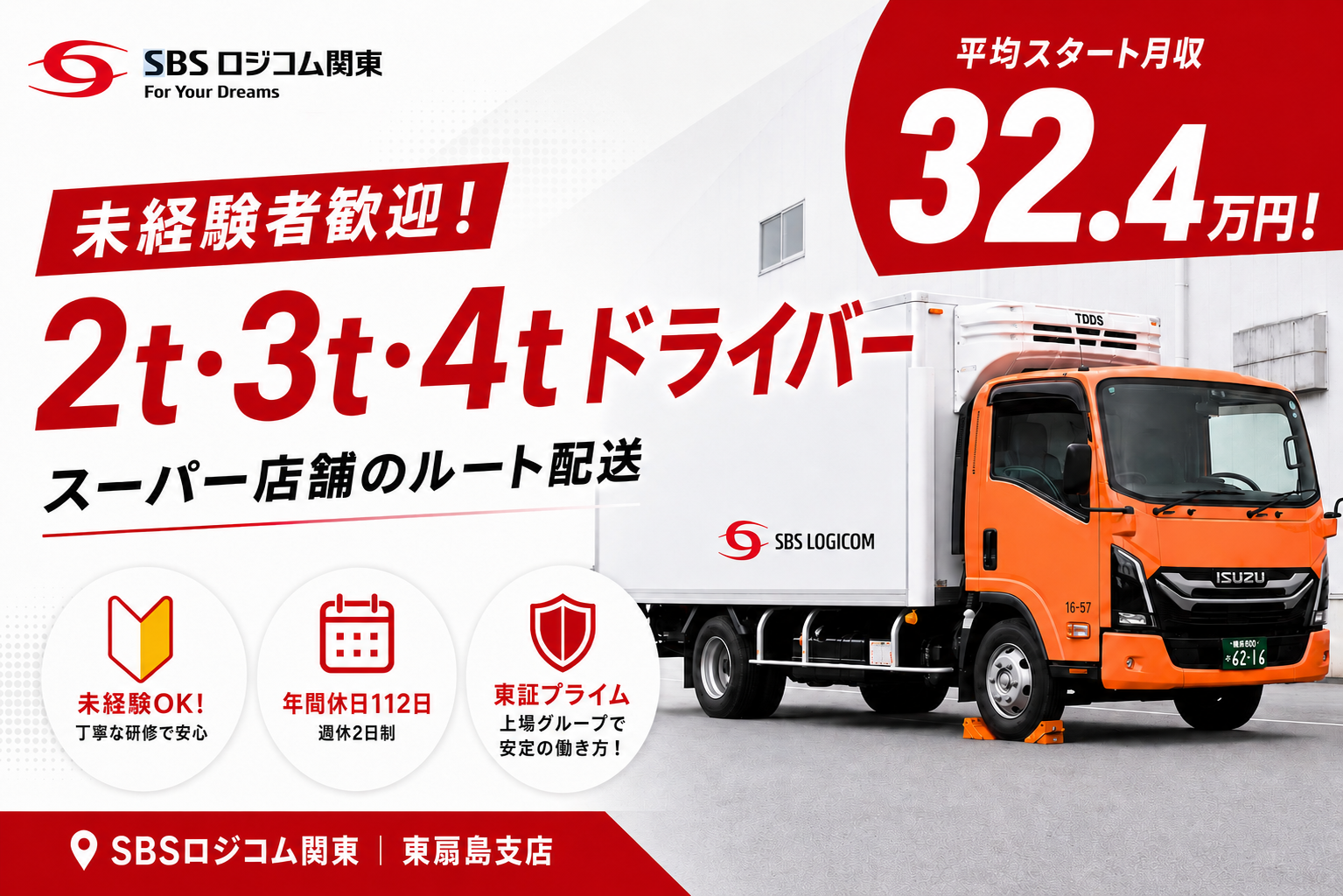 SBSロジコム関東株式会社 東扇島支店の正社員 中型トラックドライバー求人イメージ