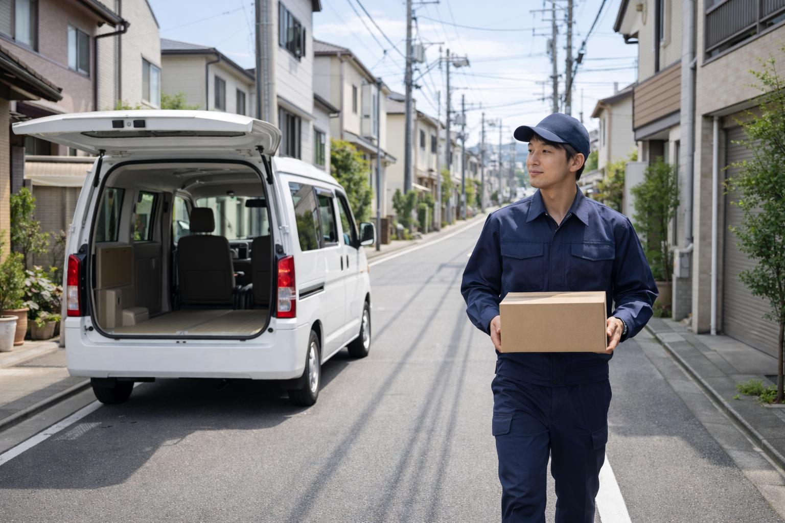 街中でルート配送を行うドライバーのイメージ