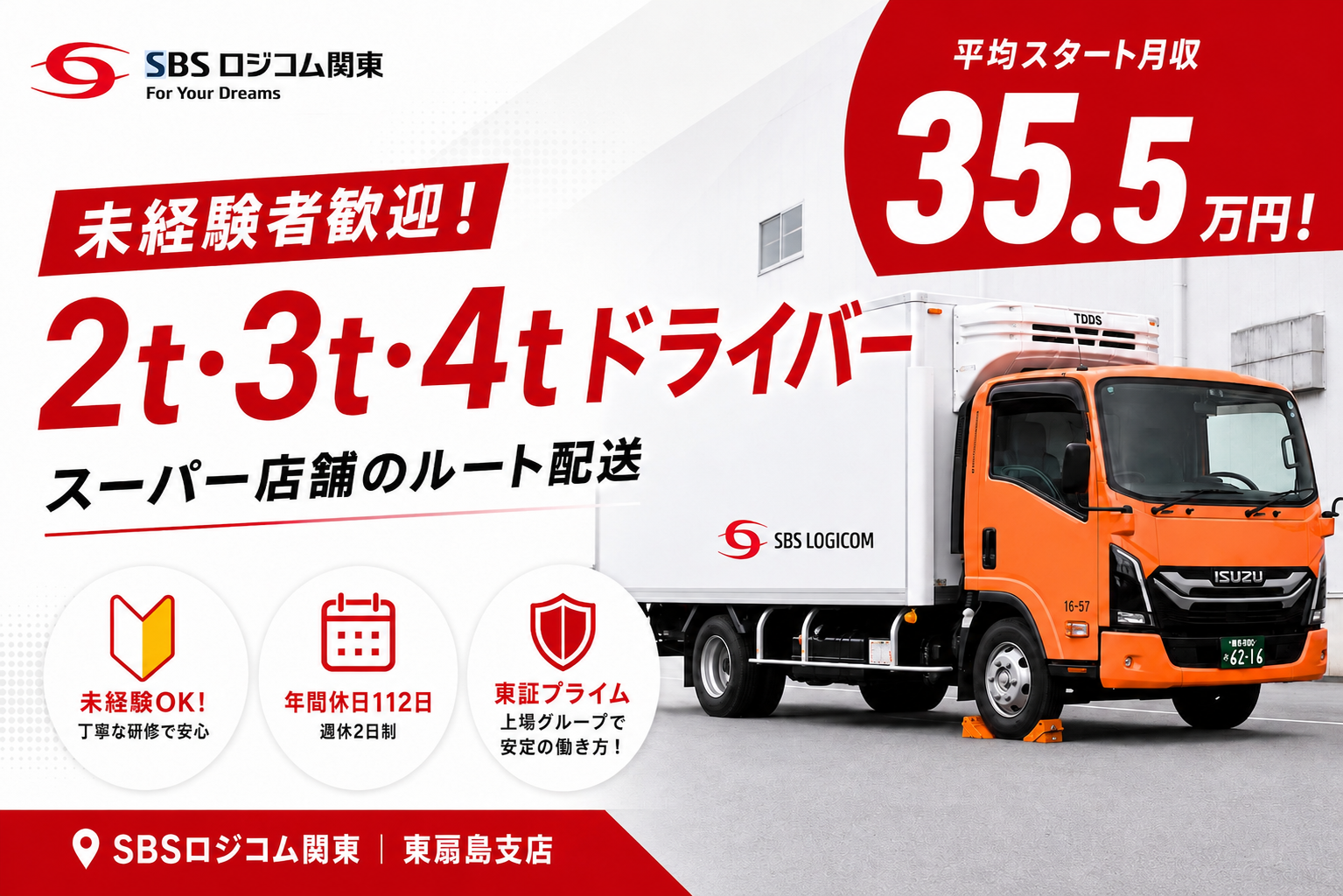 SBSロジコム関東株式会社 東扇島支店の正社員 中型トラックドライバー求人イメージ