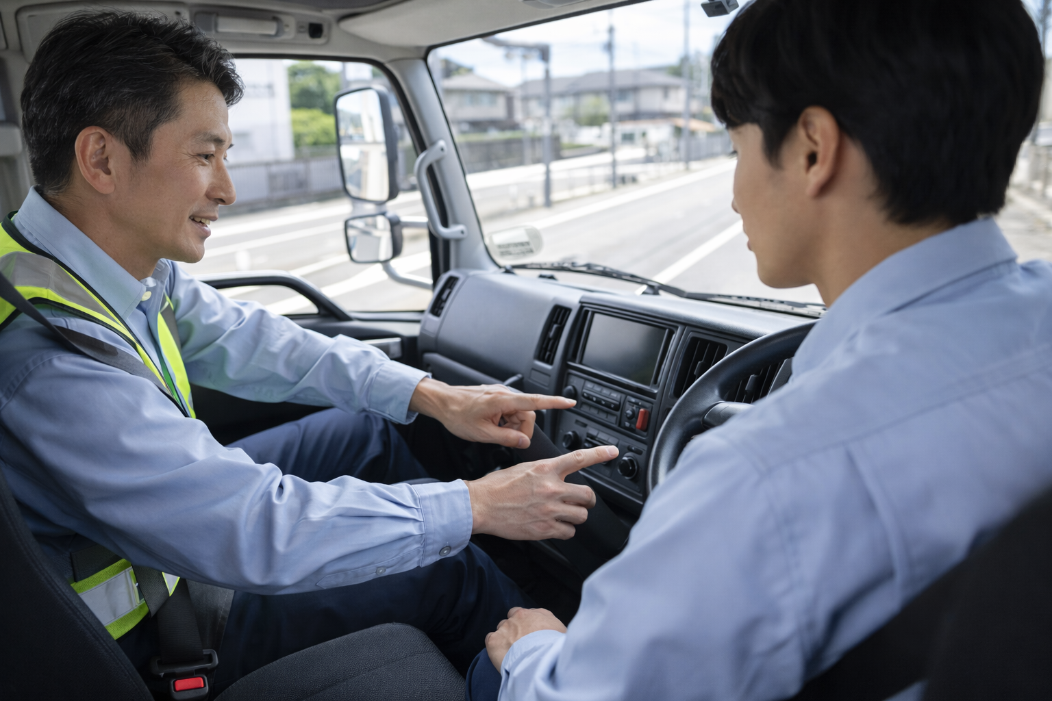 同乗研修で指導を受ける未経験ドライバー